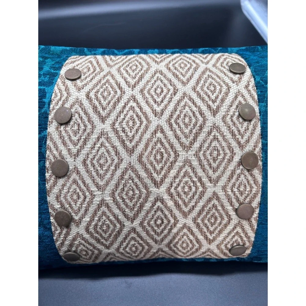 Irate and Leopard Textured Teal  Beige Accent Throw Pillow 10x16